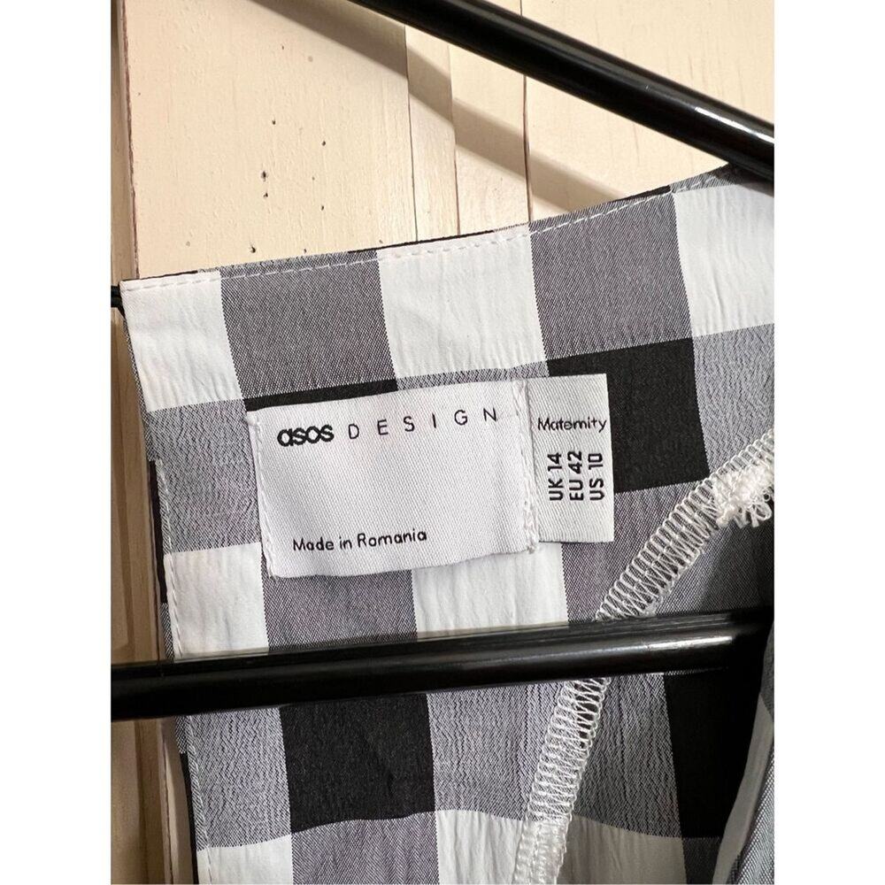 ASOS size 10 Buffalo plaid womens dress black white with pockets - Picture 2 of 2